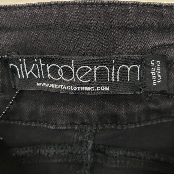 Vintage Nikita Denim Black/Charcoal Reality Buckle Denim Relaxed Jeans 27x34 - Picture 13 of 15